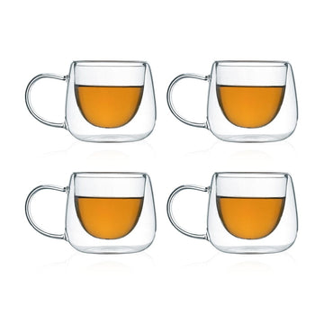 Double Wall Glass Cappuccino Mug (200 ml) (Pack of 4)